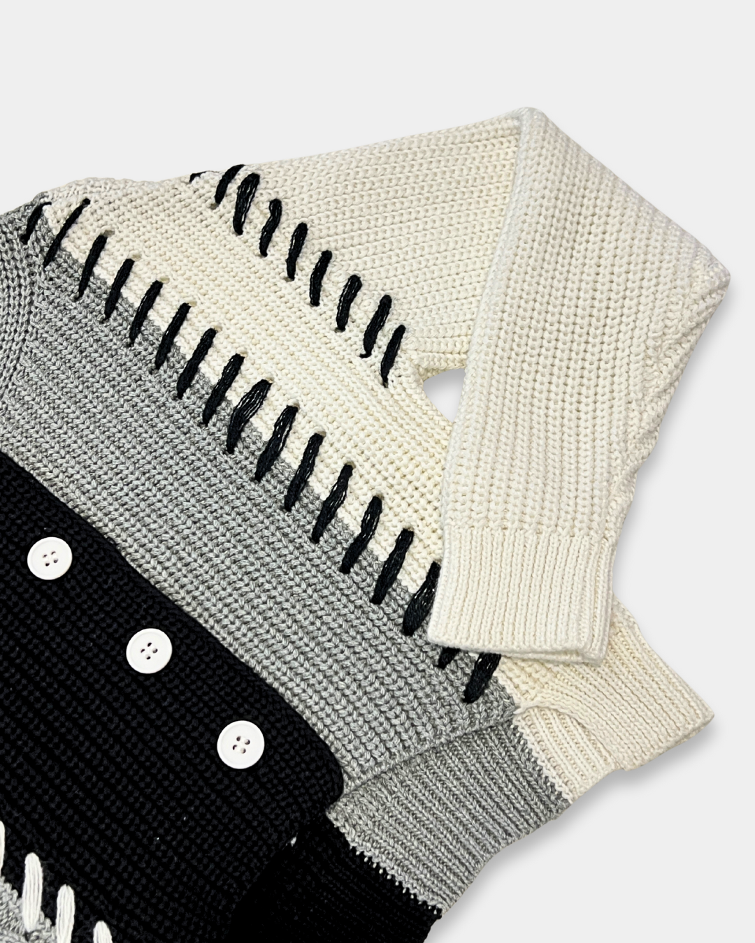 Misty Grey Black Sweater