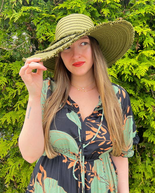 Green Rattan Hat