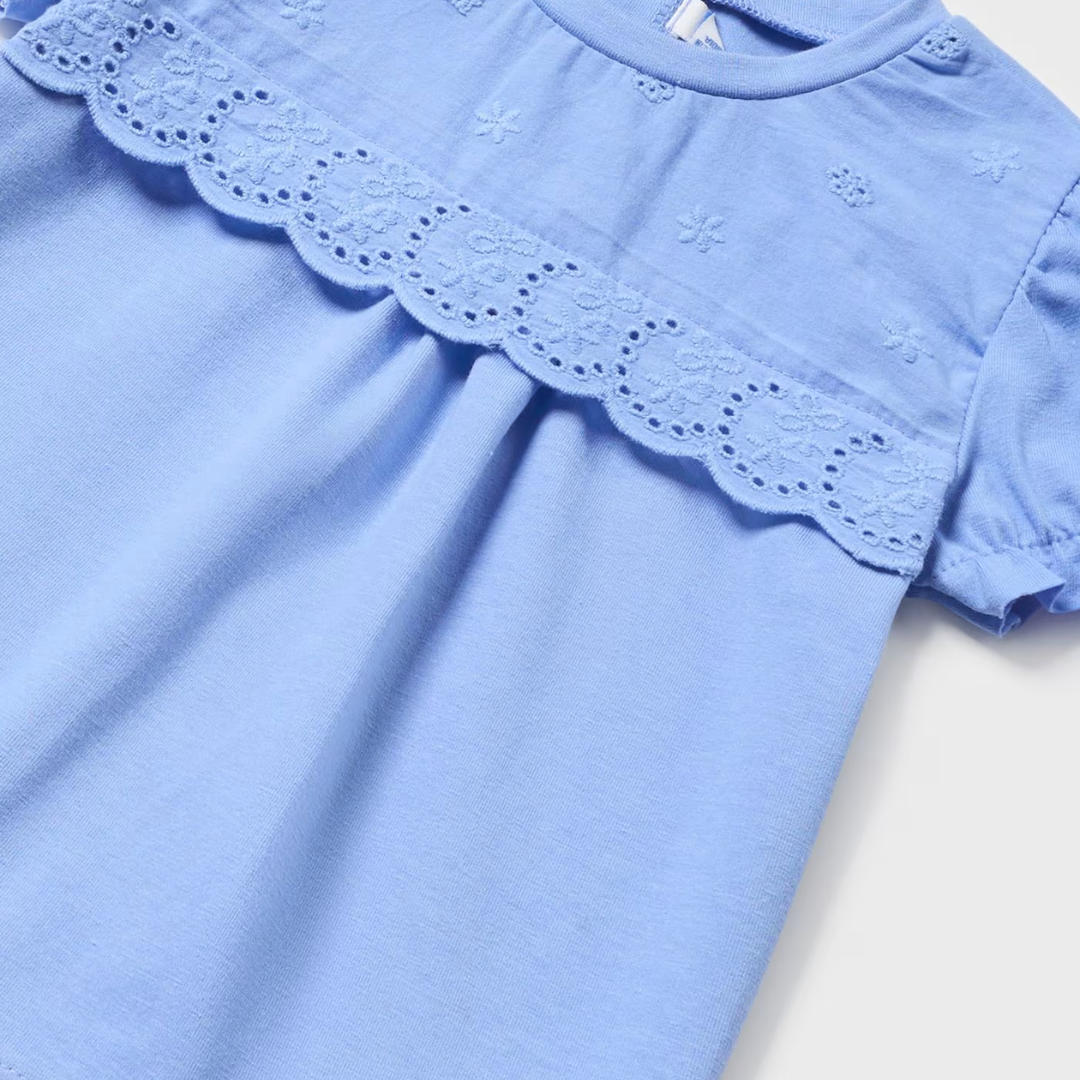 Periwinkle SS Cap sleeve Top w Embroidery