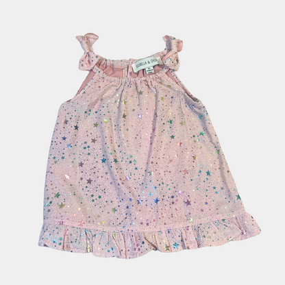 Pink Sparkle Chiffon Top w Knit short
