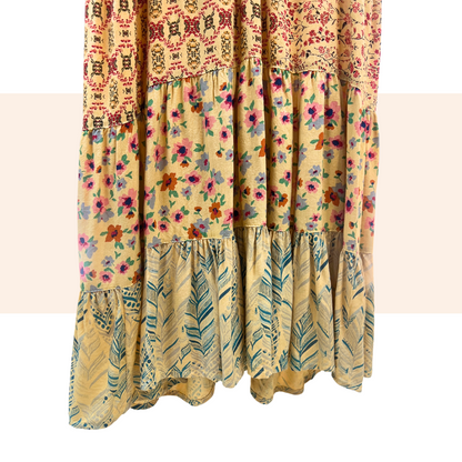 Beige Patchwork Tunic Dress