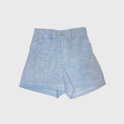 2pc Ivory/Blue Linen Tee w Shorts