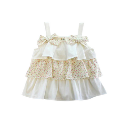 2pc Ruffled Floral Top w Bow Detail on Straps w pants