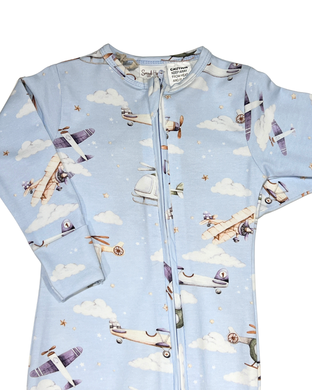 baby organic romper, convertible baby sleeper, airplane print baby outfit, newborn footie romper, soft organic cotton baby clothes, boutique baby romper, baby boy sky romper, infant one piece outfit, eco friendly baby clothing, baby shower gift romper