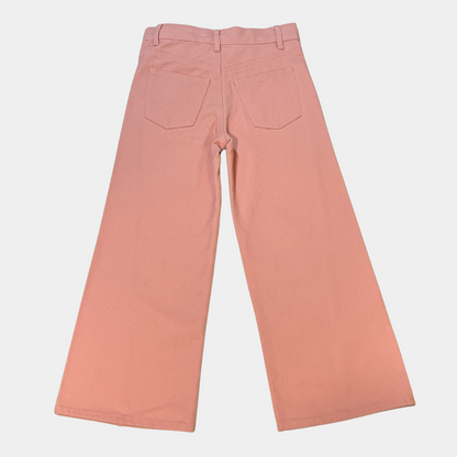 Pink Denim Wide Leg Pants