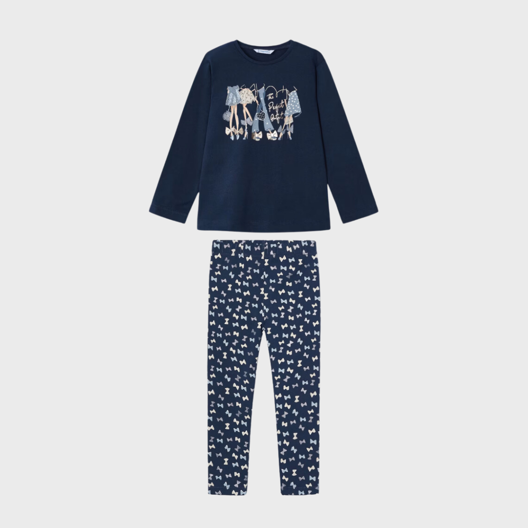 2pc Navy Tee w Printed Pants