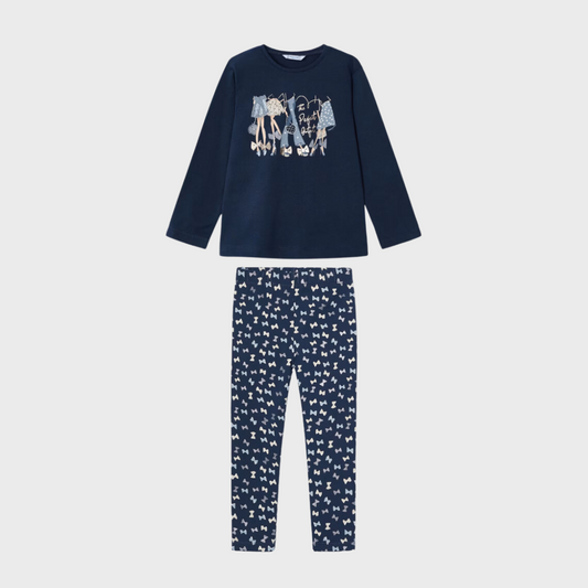 2pc Navy Tee w Printed Pants