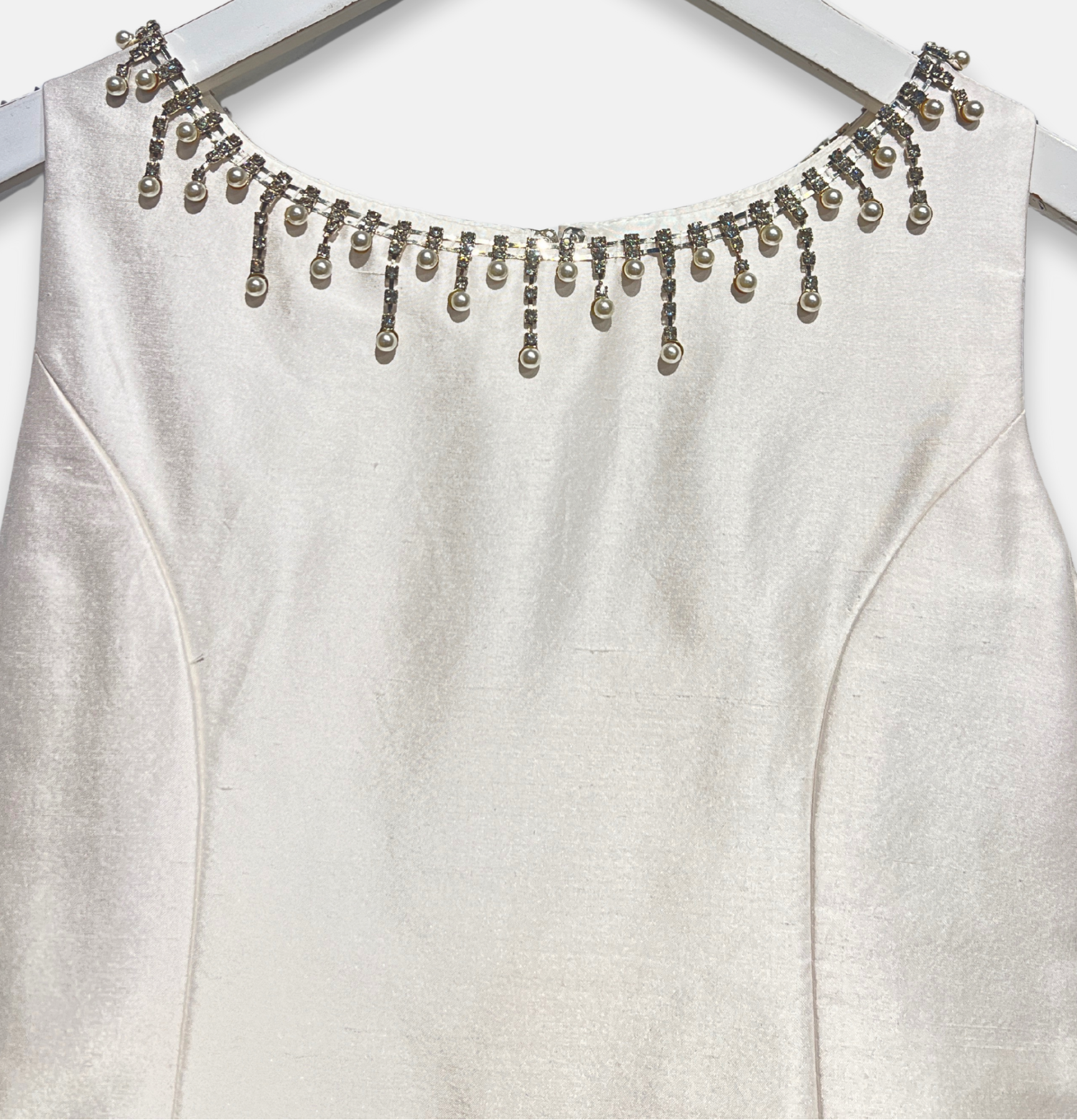 couture margo dress, white pearl beaded communion dress, satin and tulle flower girl dress, boutique girls formal gown, couture girls special occasion dress, pearl neckline communion gown, Expressions Boutique NY, luxury girls fashion, elegant communion dress, boutique couture kidswear