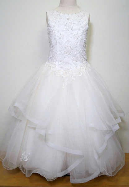 Ruffled Tulle Skirt with Lace & Beading Detail Dress