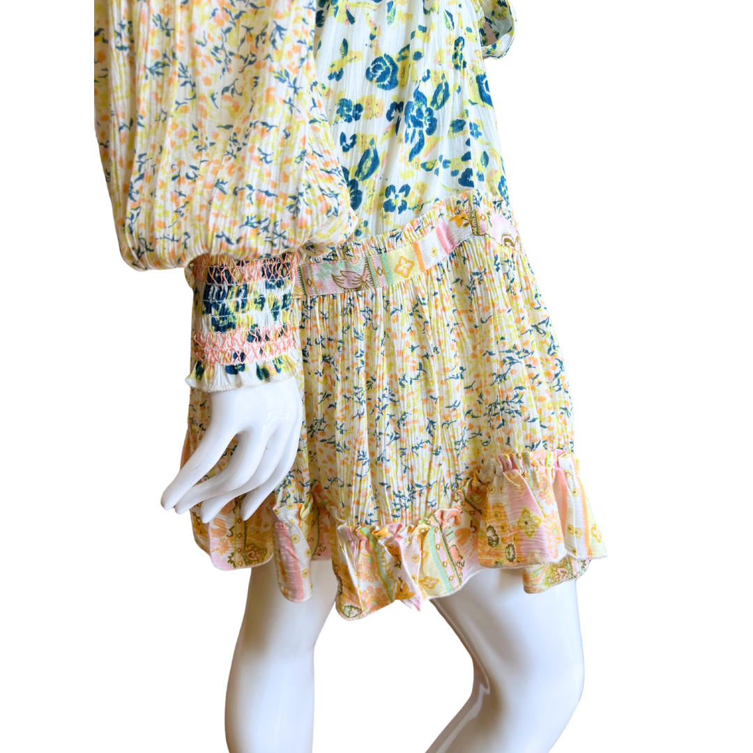 Multi Print Ruffle LS Dress