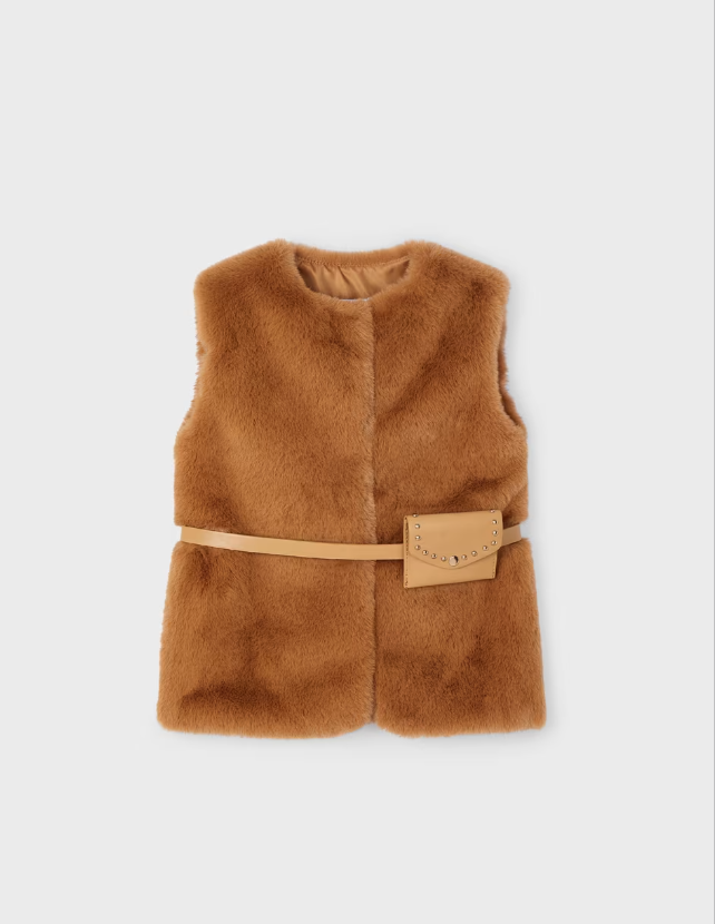 Caramel Fur Vest with Belt