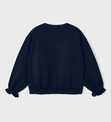 2pc Navy Sweatshirt w Bow Design & Velour Pant