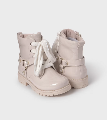Off White Patent Leather Biker Boot