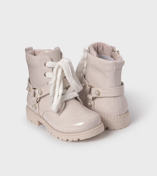 Off White Patent Leather Biker Boot A