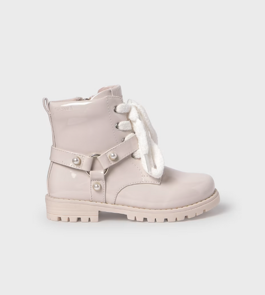 Off White Patent Leather Biker Boot