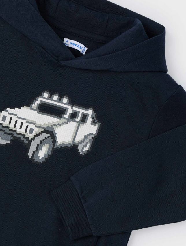 Navy w Car Design Sweatshirt w Hood