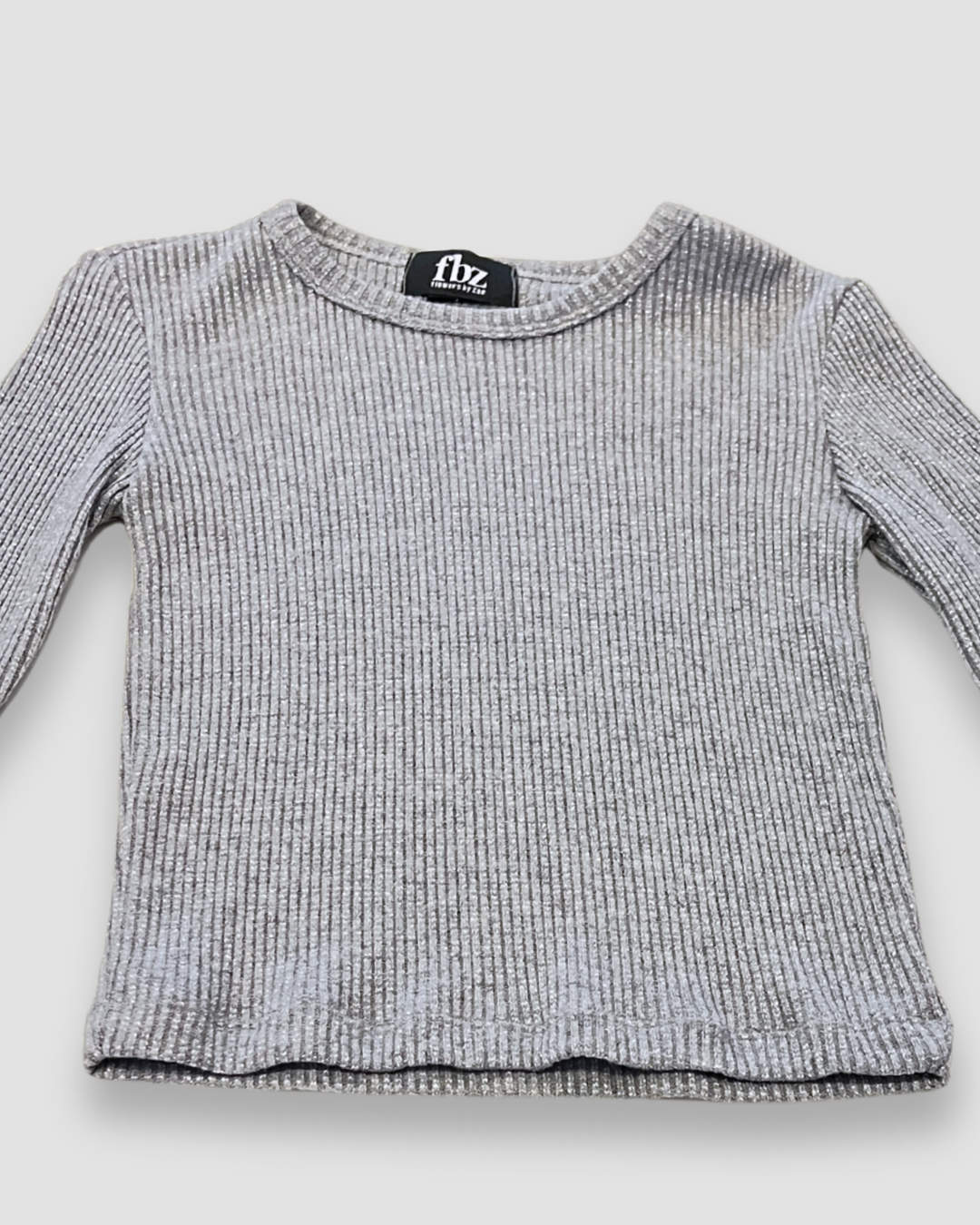 Waffle Grey Sparkle Knit Top