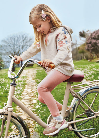 2pc Rose Suede Leggings w Tan Hooded Top