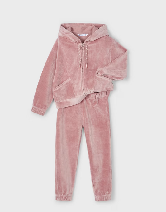 2pc Rose Corduroy Hooded Pant Set