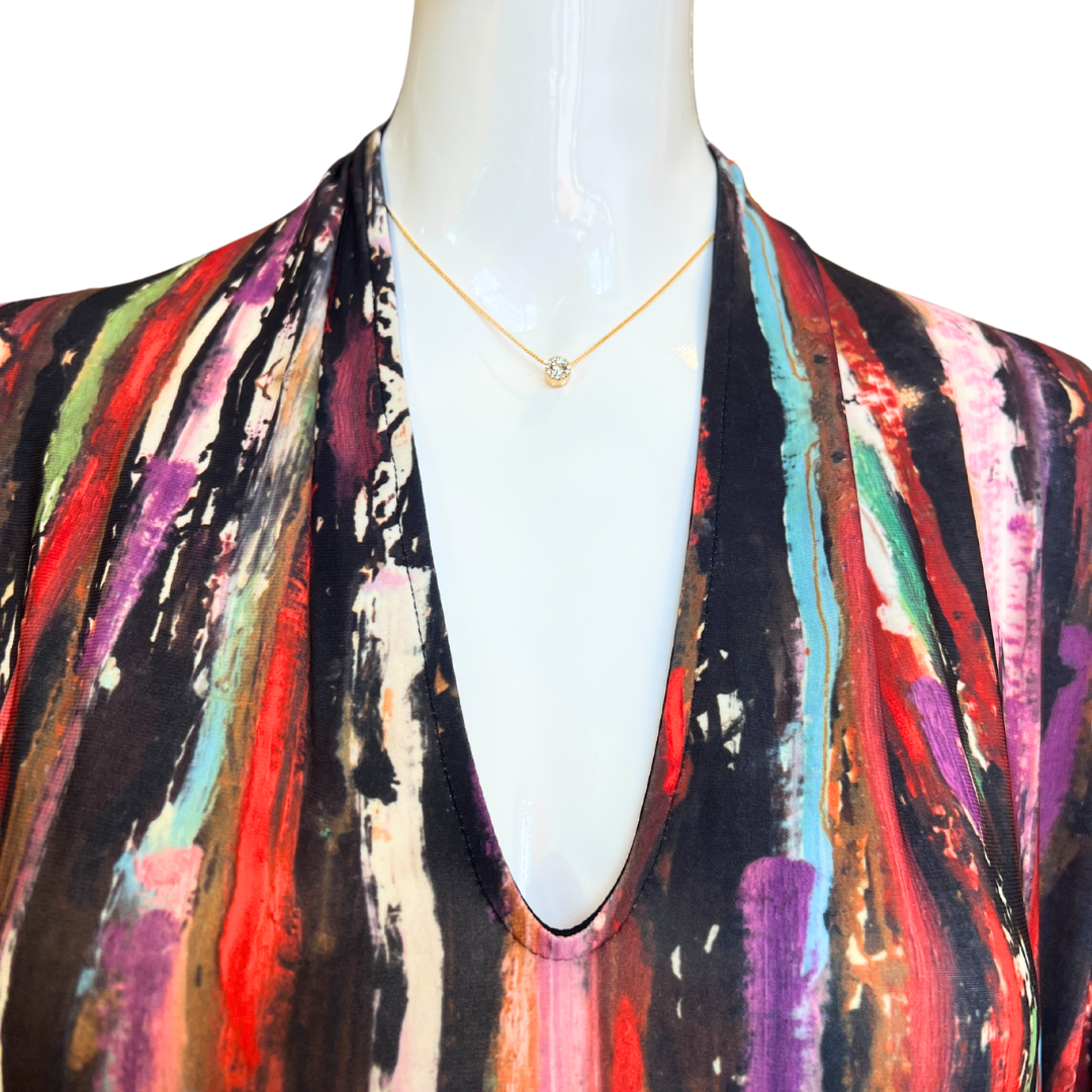 Multi Color LS V Neck Top