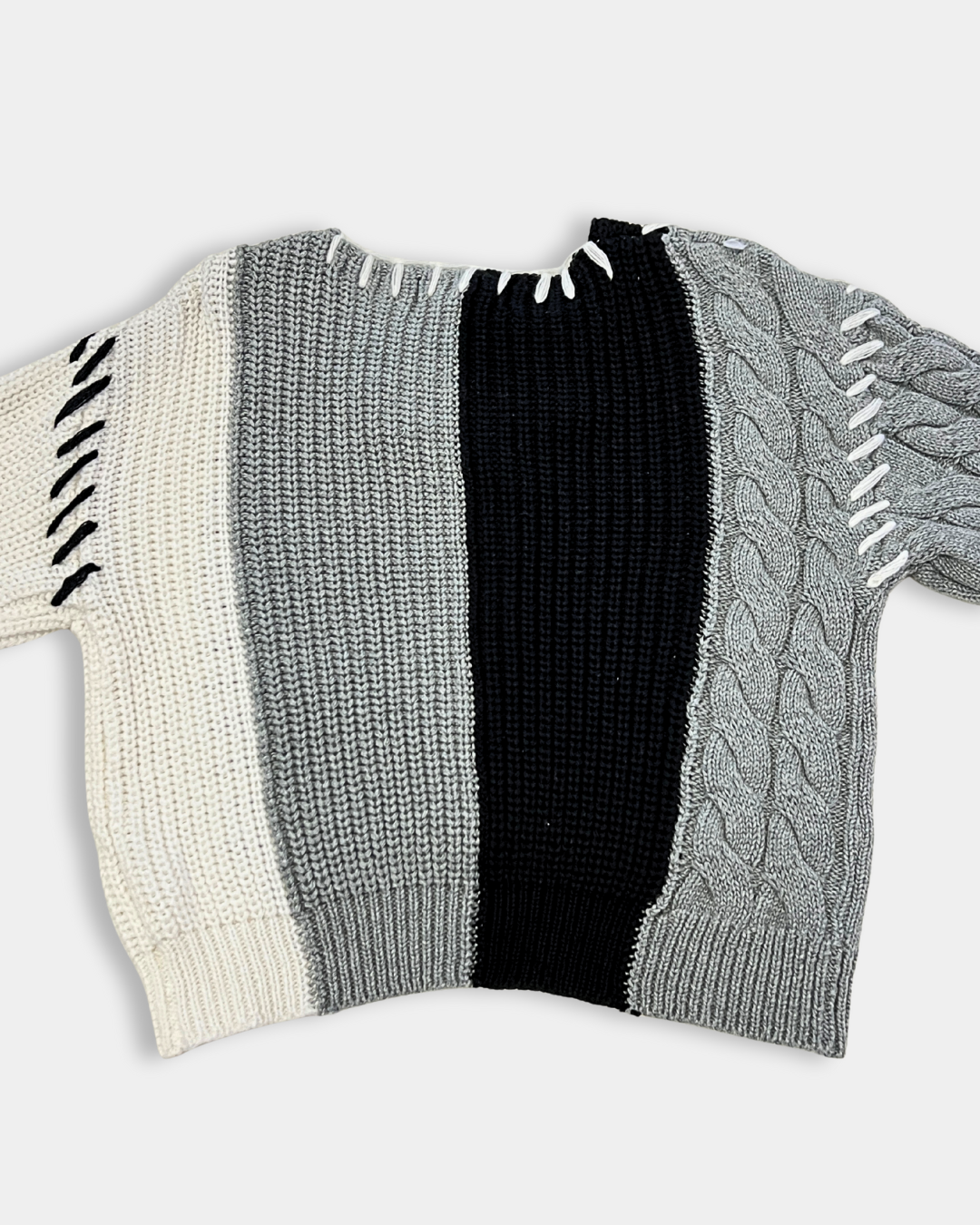 Misty Grey Black Sweater