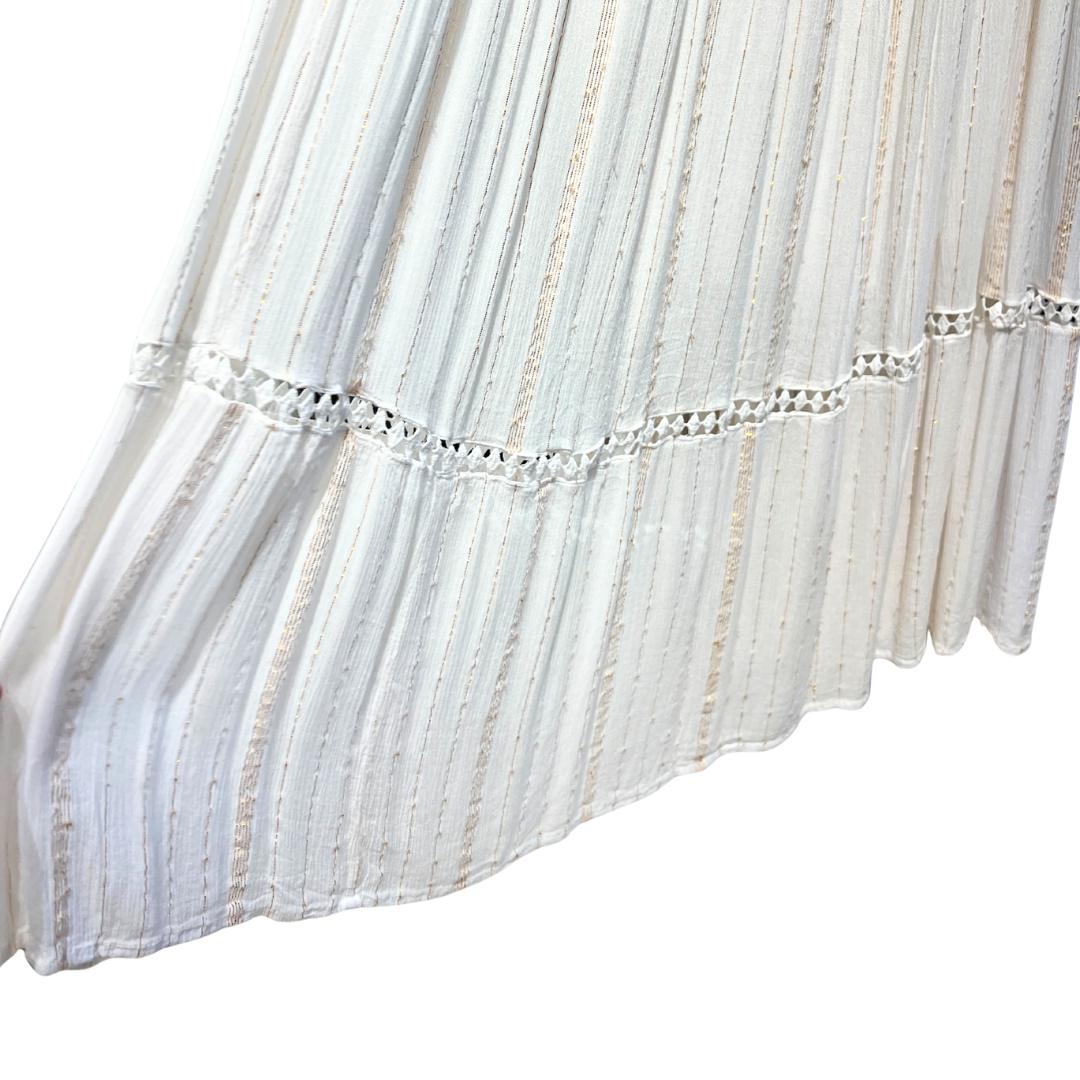 White w Gold thread Maxi Lurex Dress