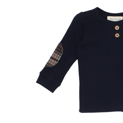 2pc Black Knit Top w Plaid pant