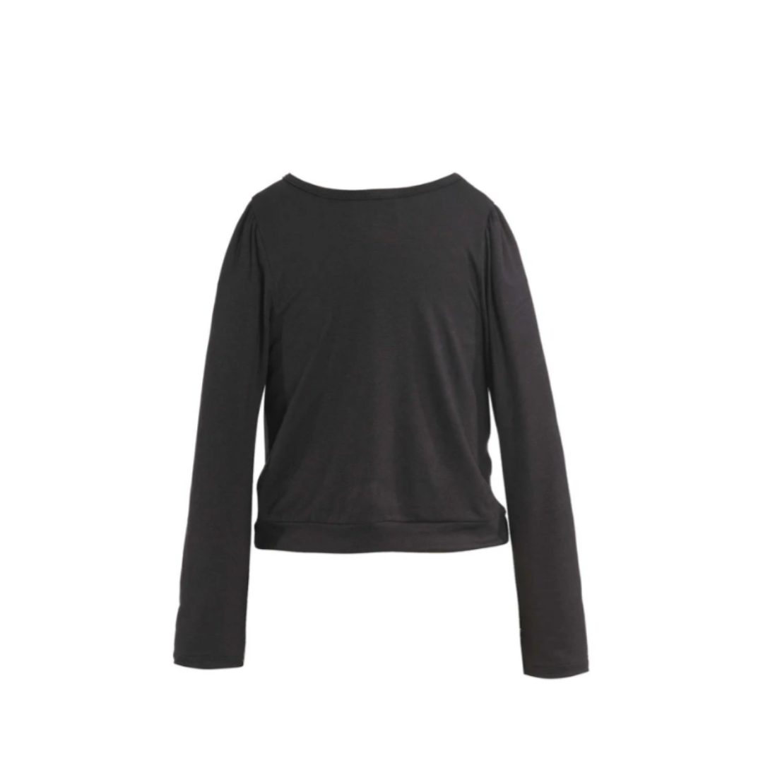 Black LS Twist Front Top