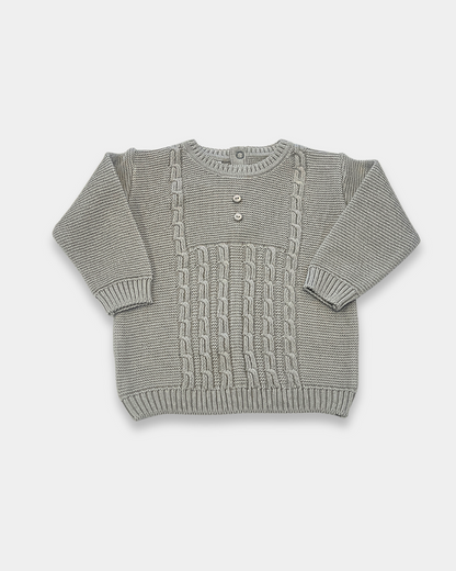 baby knit outfit, toddler knit clothing set, boutique baby boy outfit, boutique baby girl outfit, grey knit sweater and pants, classic baby knitwear, unisex baby knit set, Expressions Boutique NY, Woodbury baby boutique, heirloom-style baby outfit, holiday baby knit set, cozy knit baby outfit