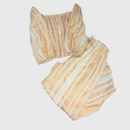 Ivory Gold Embroidered Crop Top