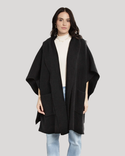 Black Hooded Oversize Kimono