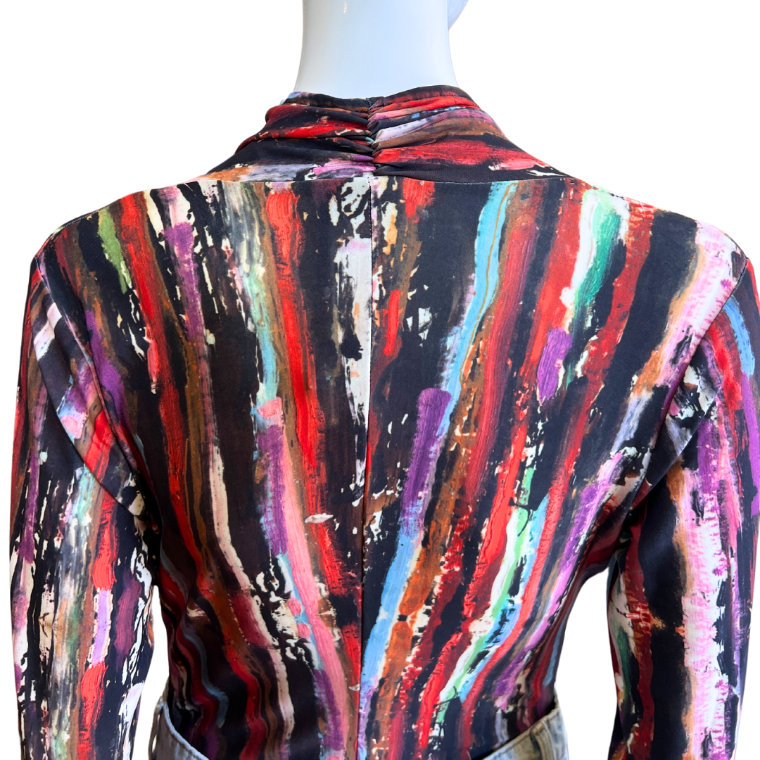 Multi Color LS V Neck Top