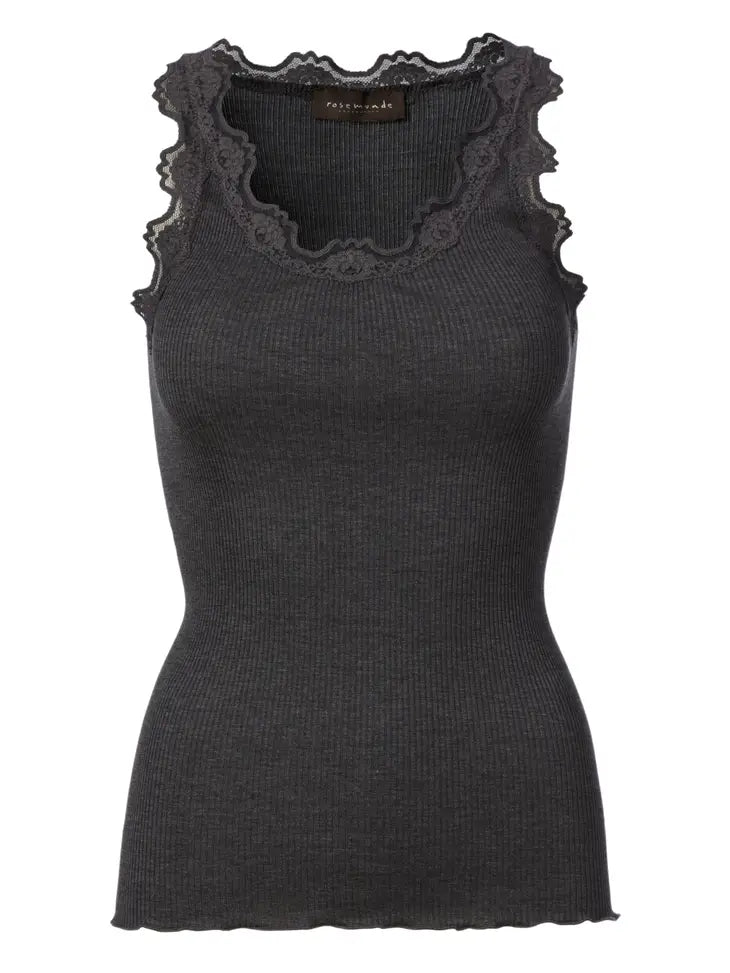 Silk Top w Lace Trim