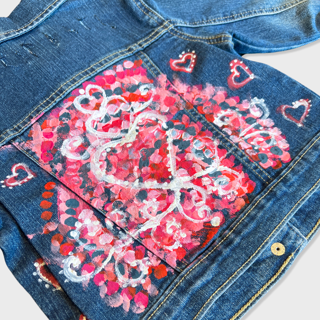 Abstract Heart Denim Jacket