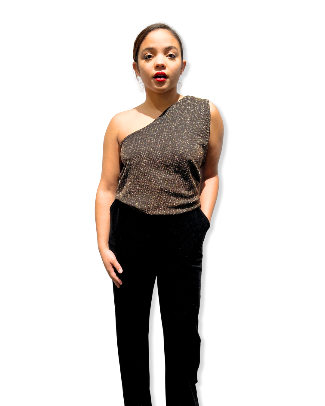 shimmer halter Expressions Boutique NY, versatile metallic top, tie back halter shimmer, women’s holiday party halter, metallic evening top