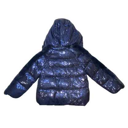 Navy Taffeta Sequins Coat