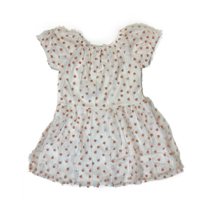 Aurora Ribbed Knit Flocked Heart Tulle Dress