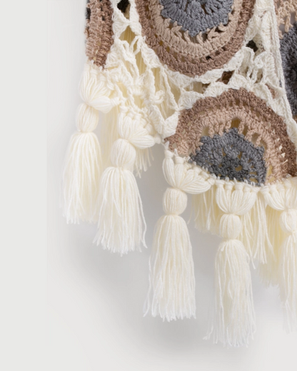 Ivory Multi Crocheted Sunshine Shawl