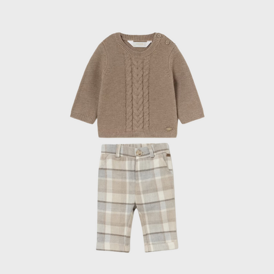 2pc Tiramisu Sweater w Mocha Plaid Pant