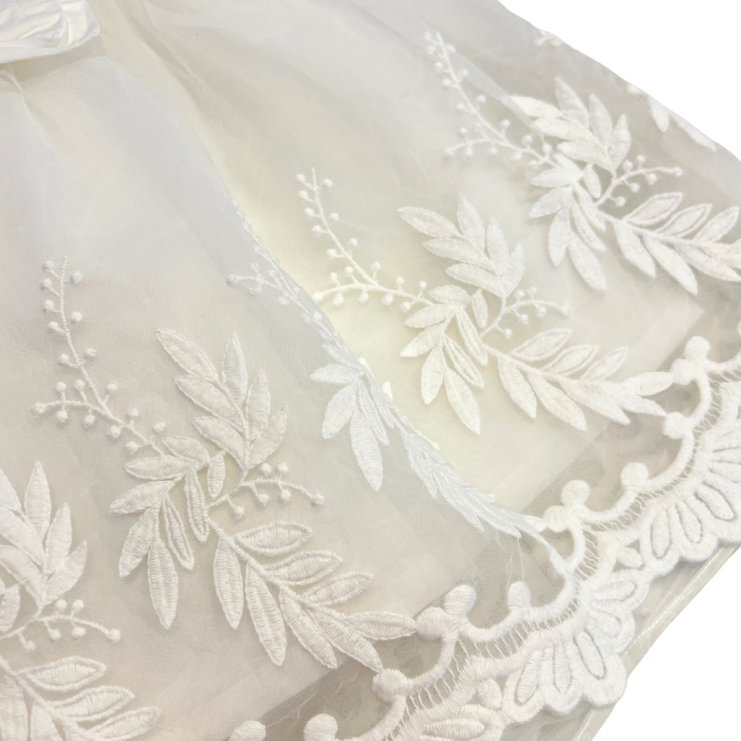 white baby girl dress, lace and tulle occasion dress, flower girl dress, christening baby dress, embroidered infant dress, special occasion baby outfit, baby girl formal wear, sleeveless white toddler dress, baby tulle party dress, boutique baby girl clothing