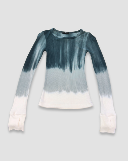 girls ombre long sleeve top, ribbed tie dye shirt, Expressions Boutique NY kids fashion, black grey white top, boutique long sleeve for girls