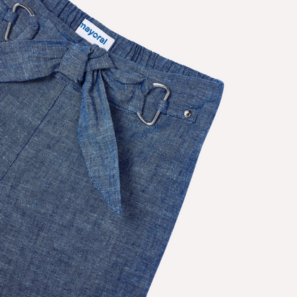 2pc Denim Top w One Side Ruffle w Matching Elastic Waist Pant