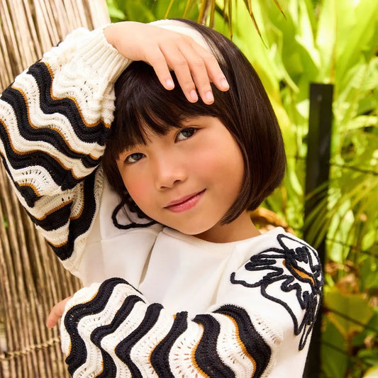 girls boutique 2pc outfit, off-white embroidered top with pants, girls wide-leg black pants set, stylish kids clothing set, girls party outfit boutique, embroidered sleeve top with pants, chic toddler girls outfit, boutique fashion girls clothes, special occasion girls outfit, modern girls boutique set