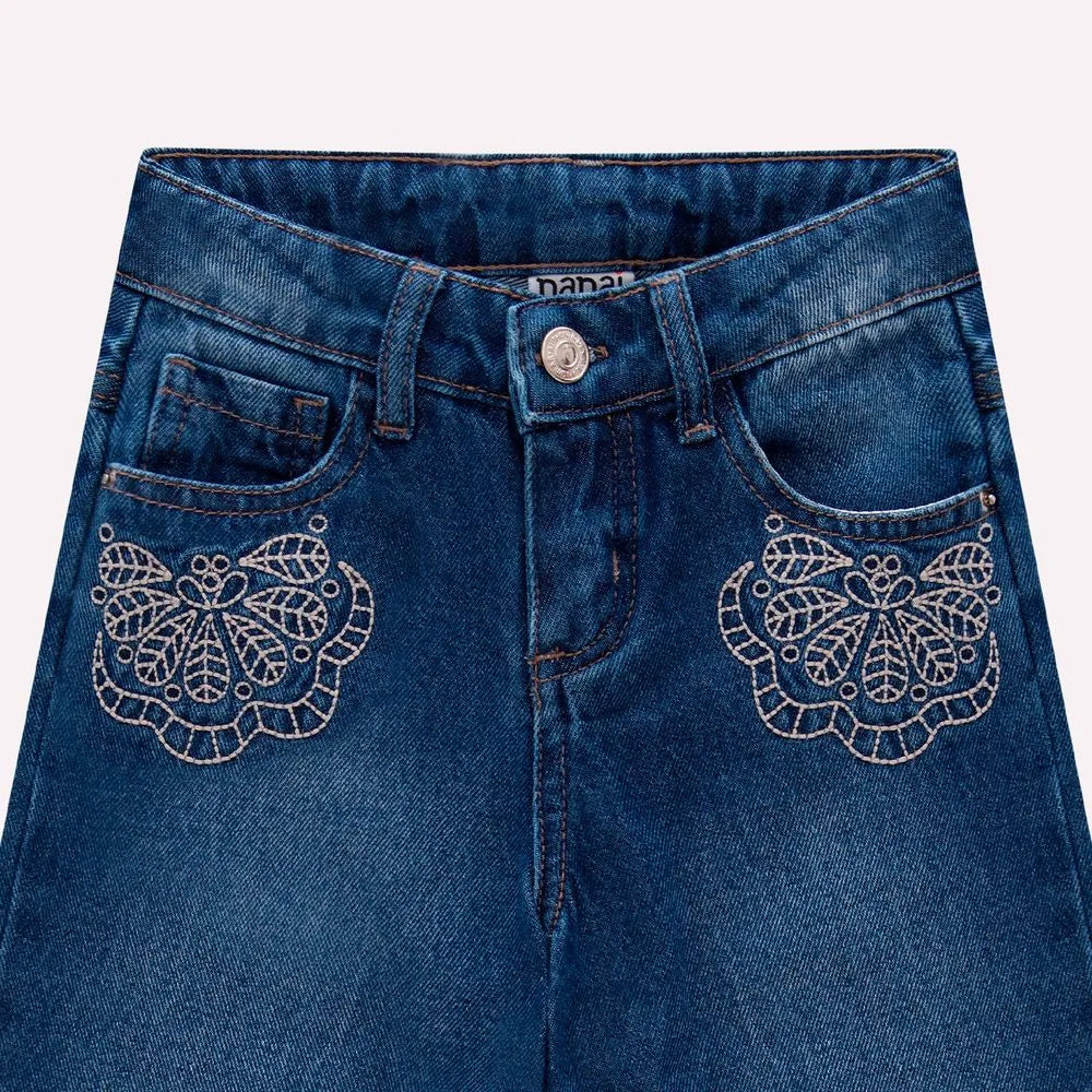 girls embroidered denim pants, wide leg jeans kids, boutique denim with embroidery, toddler girl stylish jeans, blue jeans with applique kids, girls boutique fashion denim, children’s embroidered denim trousers, wide leg pants boutique kids, trendy jeans for girls toddler, boutique quality denim kids