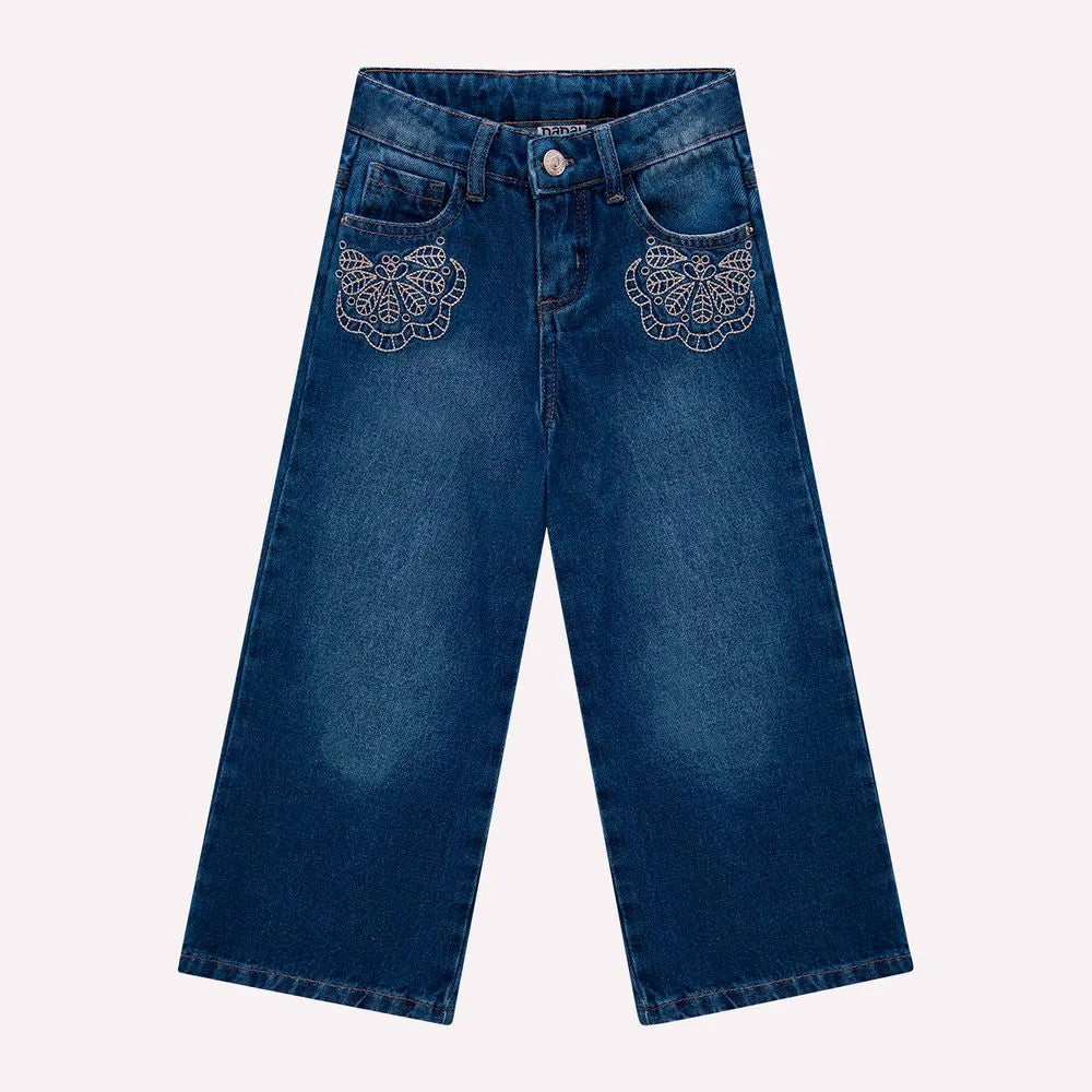 girls embroidered denim pants, wide leg jeans kids, boutique denim with embroidery, toddler girl stylish jeans, blue jeans with applique kids, girls boutique fashion denim, children’s embroidered denim trousers, wide leg pants boutique kids, trendy jeans for girls toddler, boutique quality denim kids