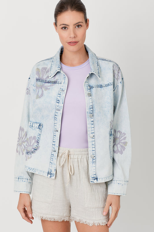 Floral Printed Denim Jacket