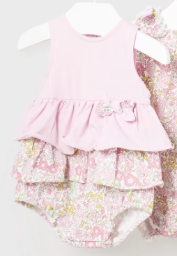 Pink Romper w Bottom Flower Design