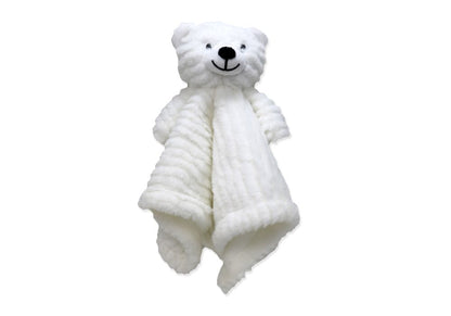 white bear baby blankie, plush baby lovey neutral, infant bear security blanket, newborn snuggle toy unisex, soft plush bear blankie, white bear baby comforter, boutique neutral baby gift, bear blankie for boys and girls, newborn cuddle bear lovey, unisex baby shower gift idea