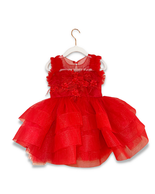 Illusion with Tulle Skirt Scattered Pearl/Rhinestone Bodice