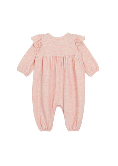 Pink Romper w Ruffled Sholders